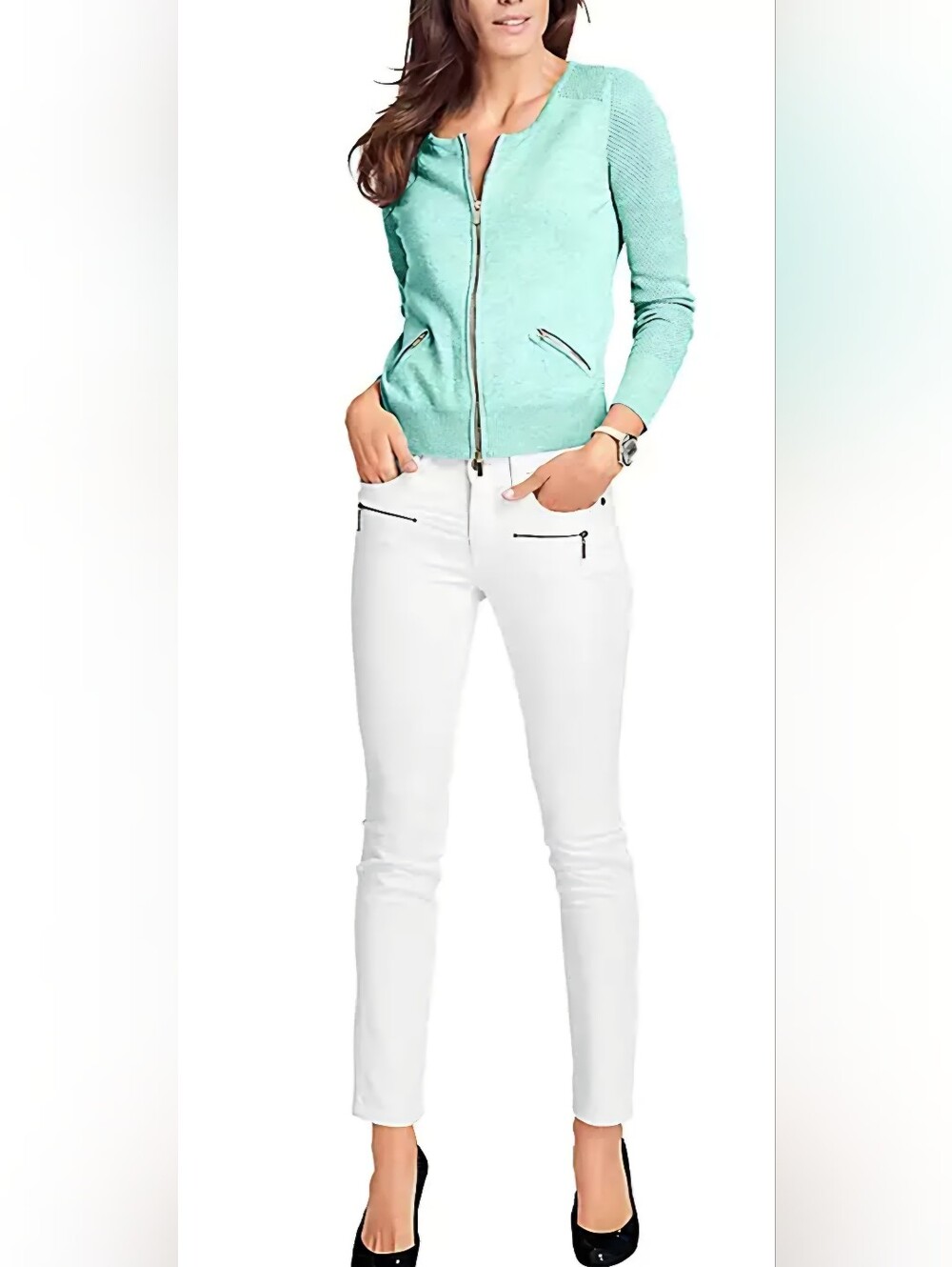 Mint Zip-Front Women’s Knit Cardigan